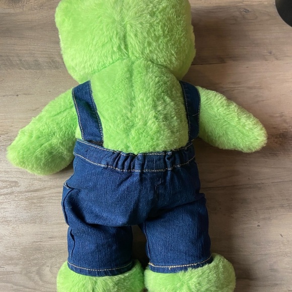 Build A Bear Frog with Overalls Spring Green 16" Stuffed Plush BAB Animal 2022 - Picture 4 of 8